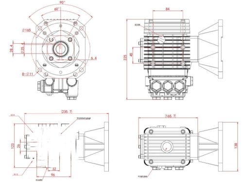 WZG 3 dugattyús főtengelyes szivattyú benzinmotoros magasnyomású mosókhoz 275 Bar, 15 liter/perc (sárgaréz fejjel)