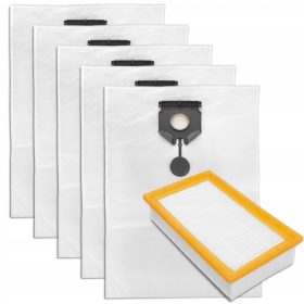   5 db szintetikus porzsák és 1 db szűrő Karcher NT 30/1 TACT, 40/1 TACT, 50/1 TACT porszívókhoz (2.889-154.0 / 2.889-155.0 cikkszámok kiváltására)