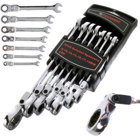   7 db-os csuklós racsnis csillag-villáskulcs készlet  8-19 mm TC Technic E1612