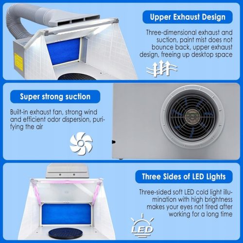 Hordozható festőkabin elszívással és LED világítással airbrush festéshez TC Technic BD-512A