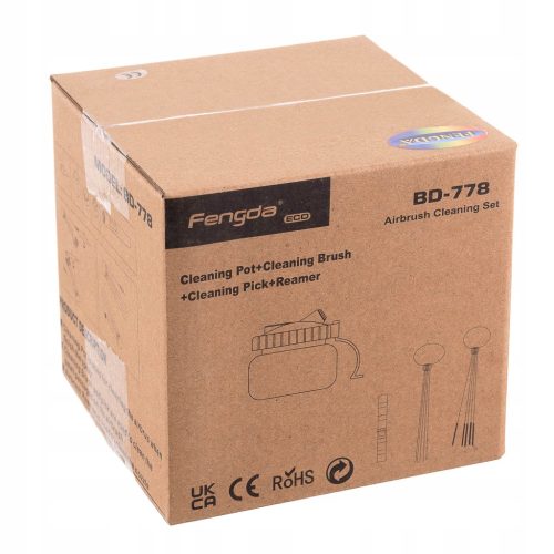 Airbrush tisztító tartály kefékkel, drótokkal és tűvel