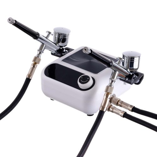 Tökéletes airbrush készlet (kompresszor, két festékszóró, tömlőkkel - automatikus leállítás + szabályozás) TC Technic HS-A9K WHITE