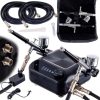 Tökéletes airbrush készlet (kompresszor, két festékszóró, tömlőkkel - automatikus leállítás + szabályozás) TC Technic HS-A9KBLACK