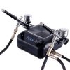 Tökéletes airbrush készlet (kompresszor, két festékszóró, tömlőkkel - automatikus leállítás + szabályozás) TC Technic HS-A9KBLACK