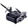 Tökéletes airbrush készlet (kompresszor, két festékszóró, tömlőkkel - automatikus leállítás + szabályozás) TC Technic HS-A9KBLACK