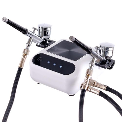 Tökéletes airbrush készlet (kompresszor, két festékszóró, tömlőkkel - automatikus leállítás + digitális szabályozás) TC Technic WHS-A10K WHITE