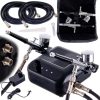 Tökéletes airbrush készlet (kompresszor, két festékszóró, tömlőkkel - automatikus leállítás + digitális szabályozás) TC Technic WHS-A10K BLACK