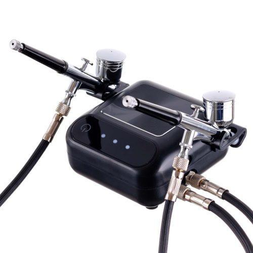  Tökéletes airbrush készlet (kompresszor, két festékszóró, tömlőkkel - automatikus leállítás + digitális szabályozás) TC Technic WHS-A10K BLACK