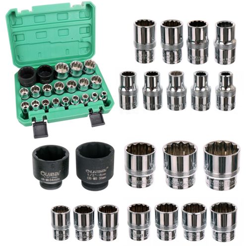 Dugókulcs fejek készlete műanyag kofferben 1/2"-os meghajtókhoz CrV 8-36 mm TC Technic