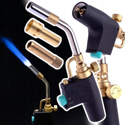Mapp propán gázégő piezo gyújtással forrasztáshoz 3 fúvókával 2800°C  TC Technic 022CGA-SET
