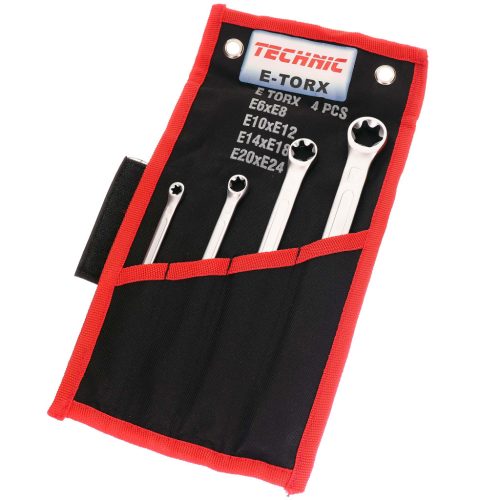 4 részes Torx gyűrűs villáskulcs készlet E6 - E24 külső TC Technic E1325