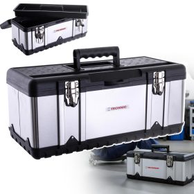   Prémium rozsdamentes acél szerszámosláda kicsi méretben - 39 cm  (Inox + ABS) TC Technic JF-302