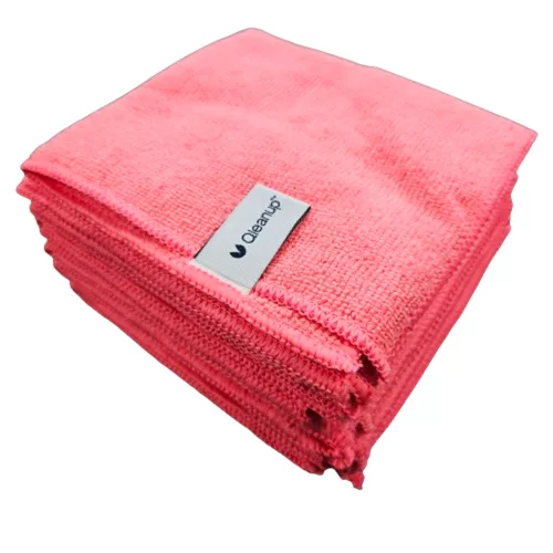 Kiváló minőségű mikroszálas törlőkendő csomag 30x30 cm, (10 darab) piros, 250gsm - QLEANUP RED