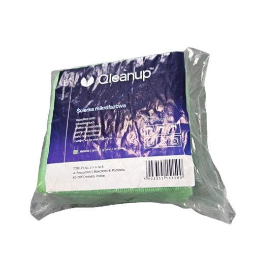 Kiváló minőségű mikroszálas törlőkendő csomag 30x30 cm, (10 darab) zöld, 250gsm - QLEANUP GREEN