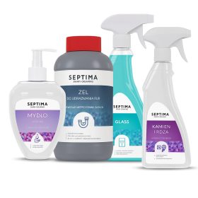   Septima Fénylő Fürdő Csomag - Vízkőoldó + Szappan + Lefolyótisztító + Üveg- és Tükörtisztító