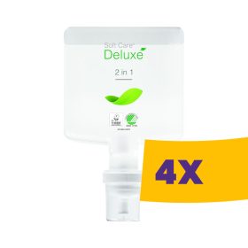   Soft Care Deluxe 2 in 1 Környezetbarát, kondicionáló sampon, balzsam és tusfürdő 1,3L (Karton - 4 db)