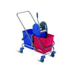   RS Linen 993 takarítókocsi vastag acél vázzal, 2x25L vödörrel, préssel, fordítható tölókarral