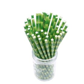 Szívószál papír bambusz mintás - 8mm átm. 23cm