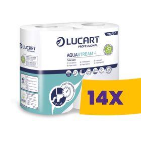  Lucart Aquastream 4 vízben oldódó ultra hosszú WC papír - 2 rétegű, hófehér, 4 tekercses (Karton - 14 csomag)