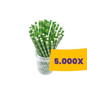   Szívószál papír bambusz mintás - 8mm átm. 23cm (Karton - 5000 db)