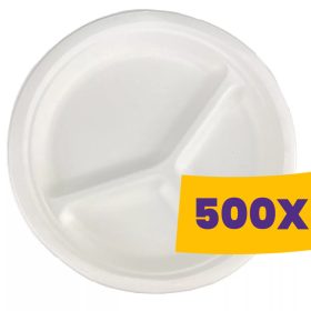   Cukornád tányér fehér 26cm - 3 részt osztott (Karton - 500 db)
