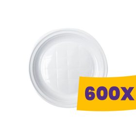   Műanyag tányér fehér - PP újrahasználható 22cm (Karton - 600 db)
