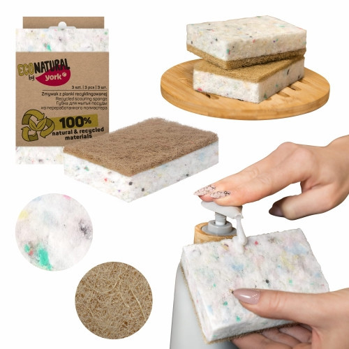 20 x Újrahasznosított ECO konyhai súrolószivacs 3 db - YORK ECO NATURAL
