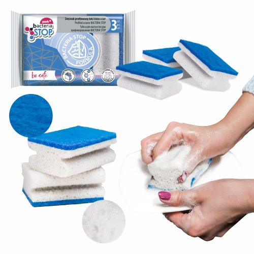 Antibakteriális ergonomikus szivacs Szivacs, dörzsi, mosogatáshoz 3 db - YORK BACTERIA STOP