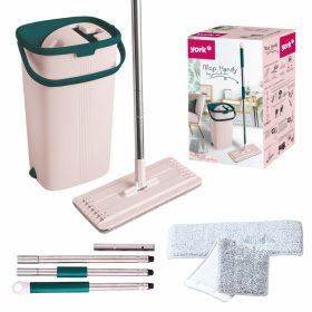   4 x Lapos mop vödörrel és kinyomóval, összecsukható nyéllel HANDY - YORK - CLEAN HOUSE