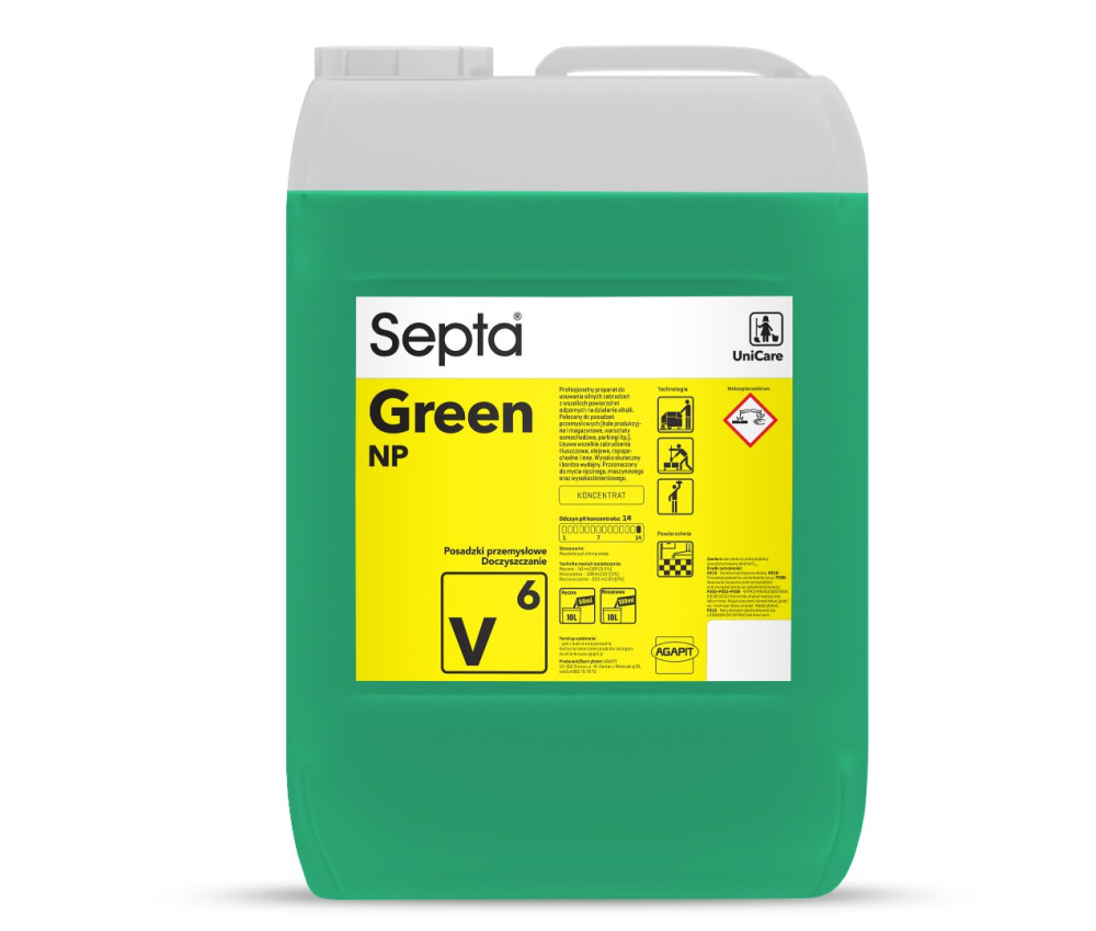 Professzionális készítmény az erős szennyeződések eltávolítására SEPTA GREEN NP V6 20L