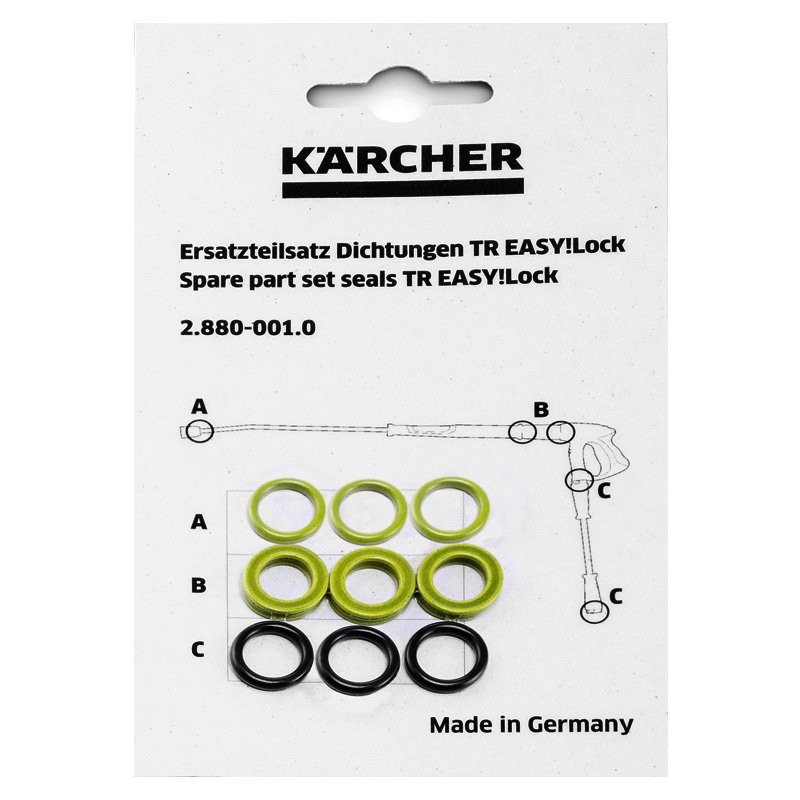 O-gyűrű tömítéskészlet Karcher HD és HDS TR Easy Lock rendszert használó magasnyomású mosóhoz (2.880-001.0)