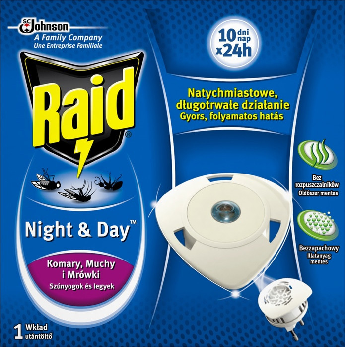 Raid Night & Day szúnyog- és légyirtó párologtató utántöltő